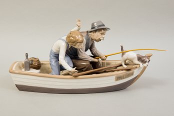 Lladro Fishing With Gramps Porcelain Glossy Figurine