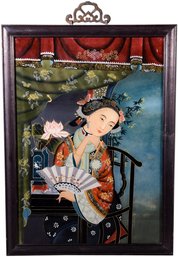Chinese Eglomise Reverse Painting On Glass