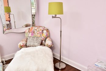 Adjustable Height/Arm Floor Lamp With Chartreuse Shade