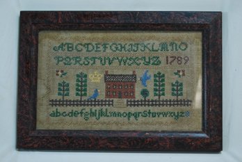 Framed Antique Sewing Sampler Dated 1789