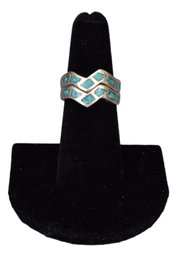 Pair Of Sterling Silver And Turquoise Rings (Size 6 And 6 1/4)