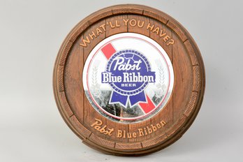 Vintage Pabst Blue Ribbon Plastic Barrel Head Bar Sign