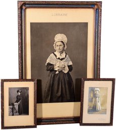Three Framed Antique Portrait Photographs
