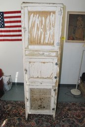 Vintage Distressed White Painted Cabinet