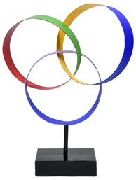 Olympic Design Three Ring Painted Metal Sculpture