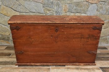 Antique Wooden Trunk With Iron Handles