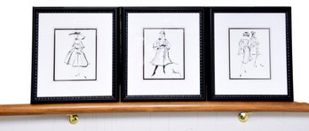 Collection Of Three Mone Framed Prints Depicting Fashionably Dressed Women