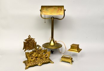 Collection Of Five Bradley & Hubbard Brass Desk Accessories