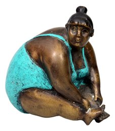 Yoga Pose Fat Woman Brass Figurine Statue