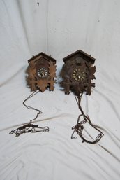 Two Vintage Cuckoo Clocks For Repair Or Parts