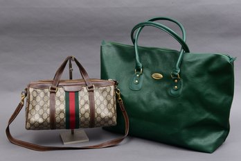 Vintage GUCCI GG Canvas Boston Ophidia Satchel And Christian Dior Tote