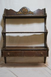 Vintage Wood Shelf With Drawer