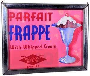 Doubled Sided Parfait Frappe Diamond Brand Advertisement Sign In Metal Frame