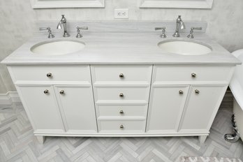 Double Vanity With Marble Top, Kohler Sinks And Chrome Faucets