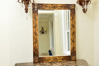 Guild Master Carved Wood Beveled Edge Wall Mirror