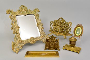 Collection Of Bradley & Hubbard Brass Vanity Items And More