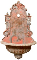 Vintage Spanish Ornate Cast Iron Wall Fountain
