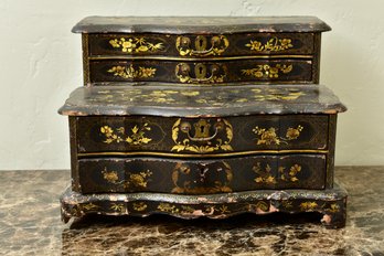 Antique Hand Painted Gilt Jewelry Box