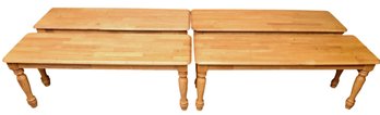 Set Of Four Pine Wood Benches