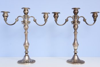 Gorham Sterling Weighted Three Arm Candelabras