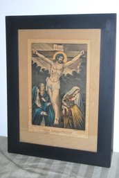 Vintage Print Of Jesus Crucifixion In Frame