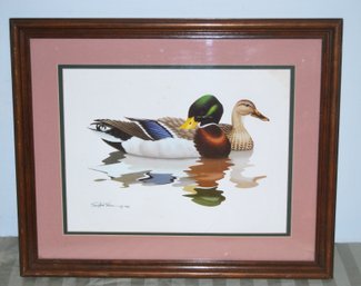 Framed Lithograph Of Ducks