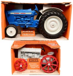 NEW! Pair Of Ertl Die-Cast Aluminum Tractor Toys - Ford 4000 Tractor And Antique Fordson Tractor