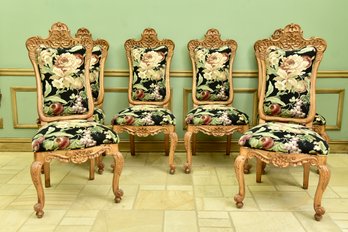 Set Of Six European Expressions Carved Wood Upholstered Dining Room Chairs (1 Of 2) RETAIL $4,194