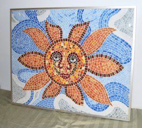 Signed 2001 Tile Mosiac Artwork Of Sun