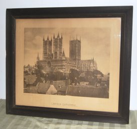 Vintage Framed Print Of Lincoln Cathedral.