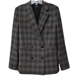 Theory Piazza Plaid Double Breasted Blazer (size 0)