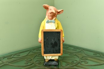 Paper Mache Pig With Menu Chalkboard