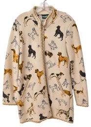 Geiger Dog Print Zip Up Wool Jacket (size 38)