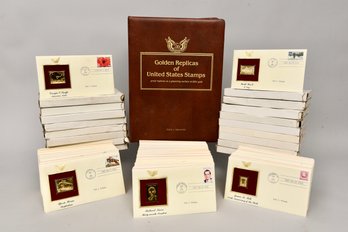 Large Collection Postal Commemorative Society First Day Issue 22k Gold Replica Stamps