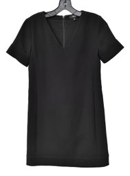 Theory V-Neck Banded Shift Black Short Sleeve Kangaroo Pocket Dress (Size 0)