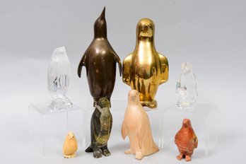 Collection Of Penguins Including Val St. Lambert Crystal