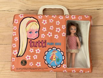 Vintage Mattel 1965 Tutti Play Case, Doll And Outfits