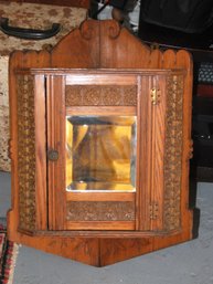 Lovely Small Antique Arts And Crafts Hanging Corner Cabinet