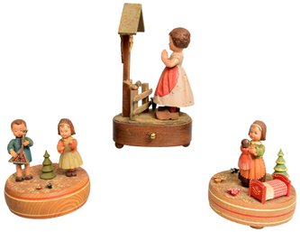 Set Of Three Reuge Swiss Misical Movement Wind Up Music Boxes