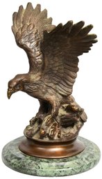 Signed Jules Moigniez Bronze Eagle Sculpture On Marble Base