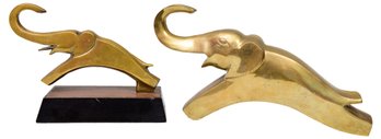 Pair Of Brass Elephant Sculptures