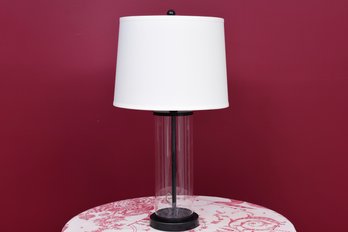 Ralph Lauren Payton Cylinder Glass And Blackened Metal Table Lamp With Canvas Shade