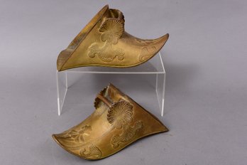Pair Of Antique Brass Spanish Conquistador Gaucho Horse Riding Stirrup Boot Covers