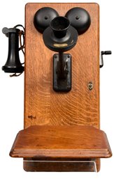 The Western Electric Co. Antique Wood Case Crank Wall Telephone