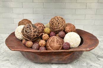Large Wooden Bowl With Balls