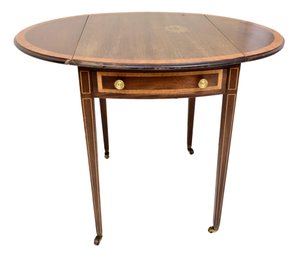 Vintage Federal Style Mahogany Inlaid Pembroke Side Table