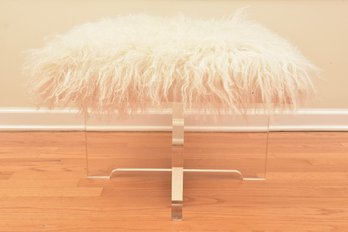 Jonathan Adler Mongolian Lamb Ottoman With Lucite Base -  Retail $1,695 (2 Of 2)