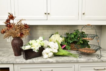 Collection Faux Flowers, Baskets And More