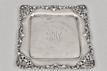 Howard & Co. New York Sterling Monogrammed Pierced Square Plate