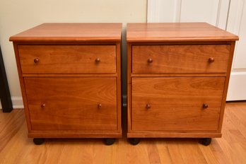 Pair Of Harden Two Drawer File Cabinets/ Night Stands On Casters